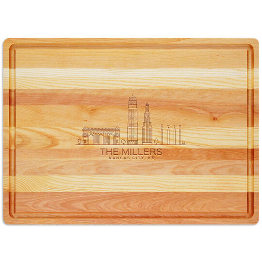 Kansas City Skyline Master Large Wood Cutting Board
